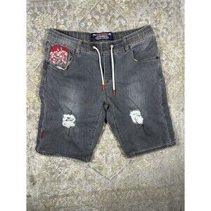 aussieBum Limited Edition Men's Gray Distressed Denim Hybrid Jogger Shorts